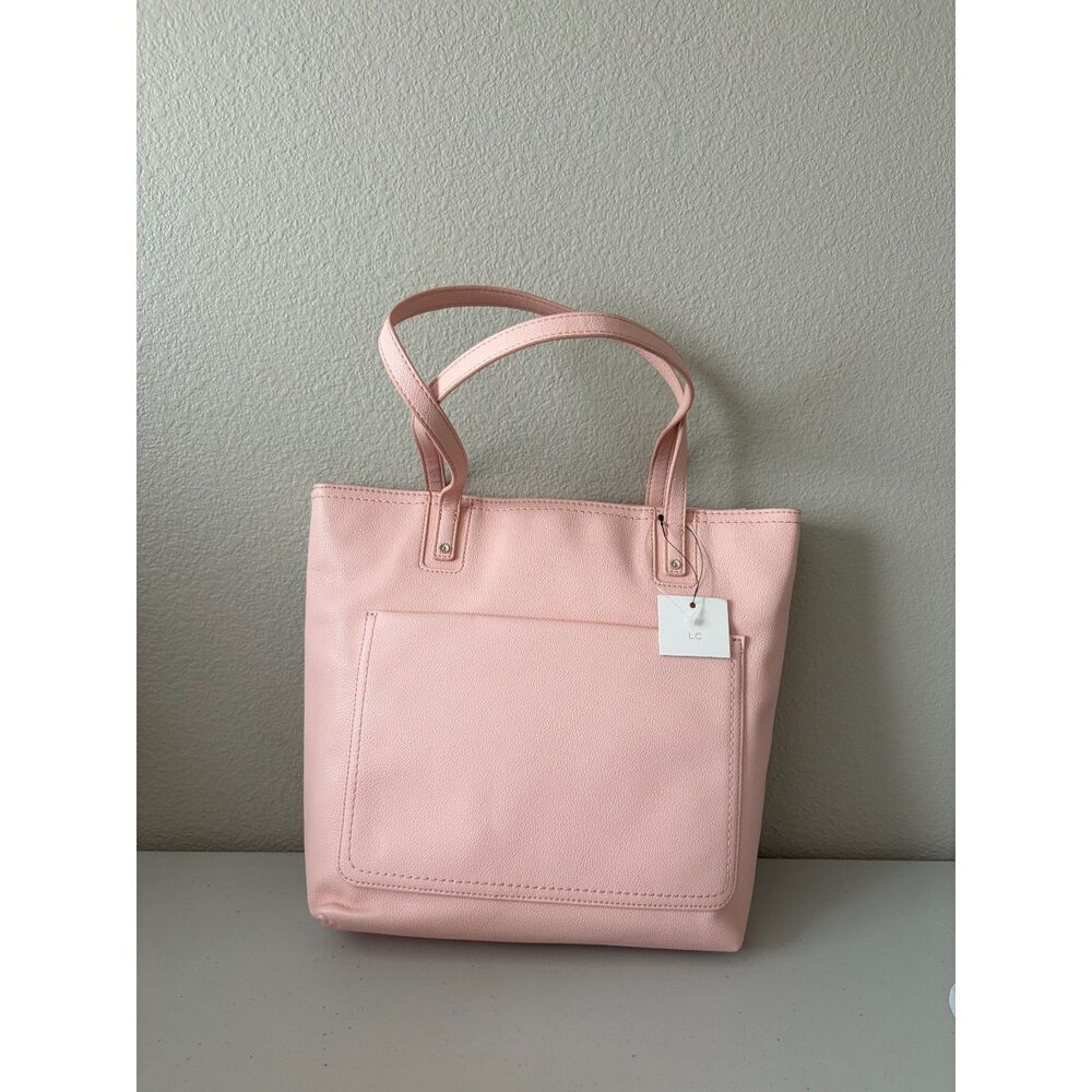 NWT LC Lauren Conrad Pink Pastel Faux Leather Tote Bag Coquette Shoulder Purse